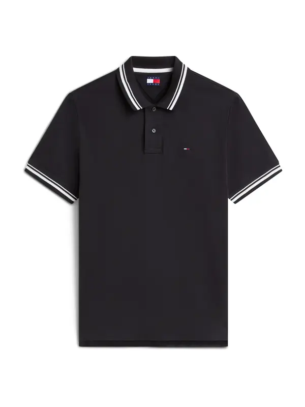 Tommy Jeans Tommy Jeans Majica 'Tommy Flag Regular Fit Tipped'  črna / bela