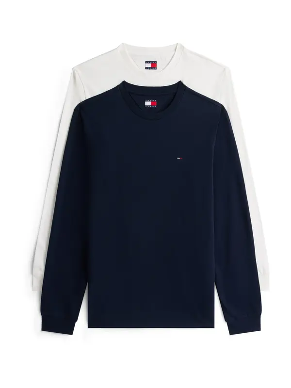 Tommy Jeans Tommy Jeans Majica 'Tommy Flag Slim Long Sleeve T'  marine / bela