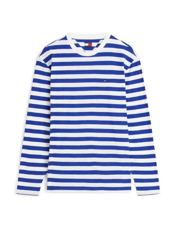 Tommy Jeans Tommy Jeans Majica 'Tommy Flag Stripe Long Sleeve'  kobalt modra / bela