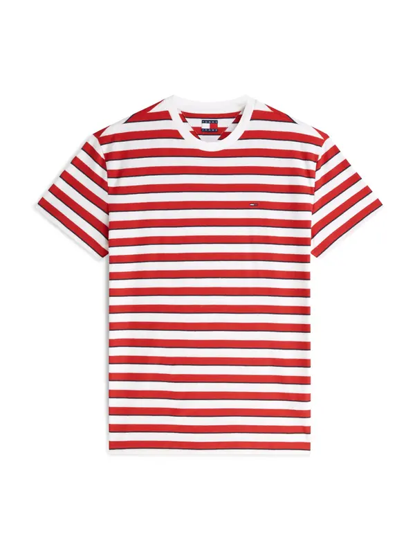 Tommy Jeans Tommy Jeans Majica 'Tommy Flag Stripe'  rdeča / črna / bela