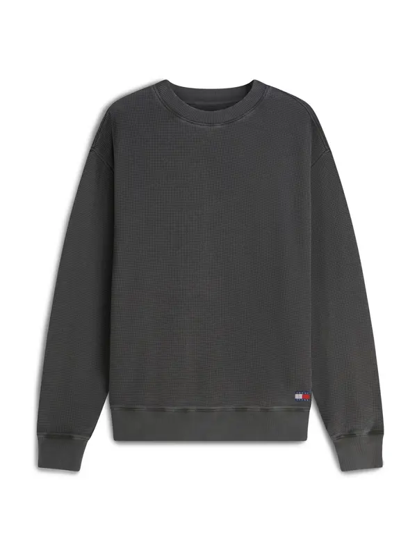 Tommy Jeans Tommy Jeans Majica 'Waffle Relaxed'  črna
