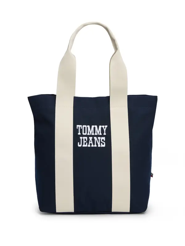 Tommy Jeans Tommy Jeans Nakupovalna torba 'BOLD'  mornarska / bela / naravno bela