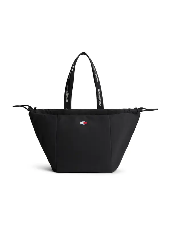 Tommy Jeans Tommy Jeans Nakupovalna torba 'Essential Repeat Logo Tote'  črna