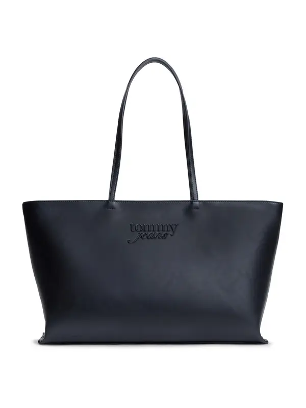 Tommy Jeans Tommy Jeans Nakupovalna torba 'Essential Textured Logo Tote'  črna