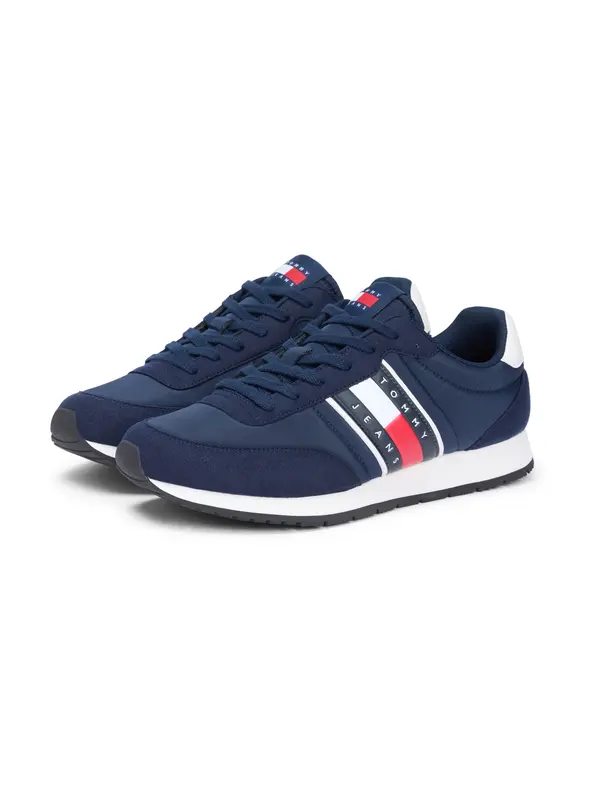 Tommy Jeans Tommy Jeans Nizke superge 'Logo Mixed Texture'  mornarska / rdeča / bela