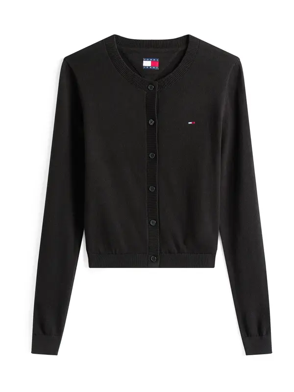 Tommy Jeans Tommy Jeans Pletena jopa 'Flag Embroidery Slim'  črna