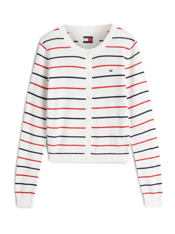 Tommy Jeans Tommy Jeans Pletena jopa 'Flag Embroidery Slim'  mornarska / rdeča / bela