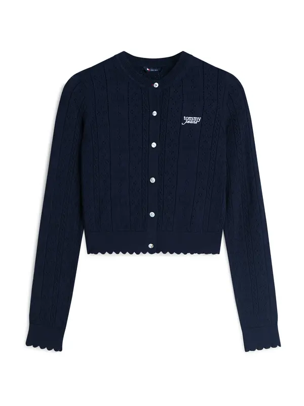 Tommy Jeans Tommy Jeans Pletena jopa 'Slim Pointelle Flag'  temno modra