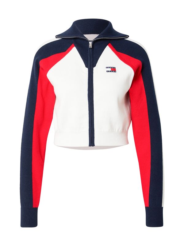 Tommy Jeans Tommy Jeans Pletena jopa  temno modra / živo rdeča / bela