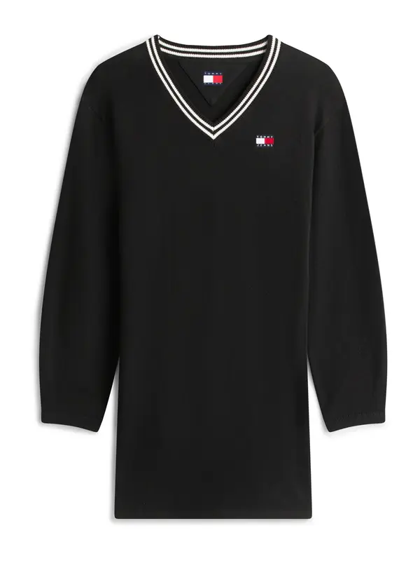 Tommy Jeans Tommy Jeans Pletena obleka  rdeča / črna / bela