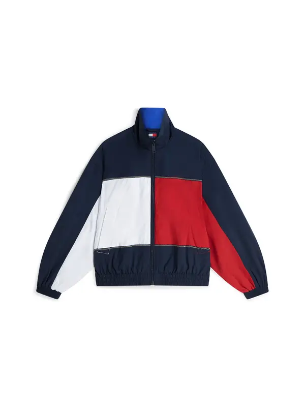 Tommy Jeans Tommy Jeans Prehodna jakna 'Back Logo Regatta Oversized'  mornarska / rdeča / bela