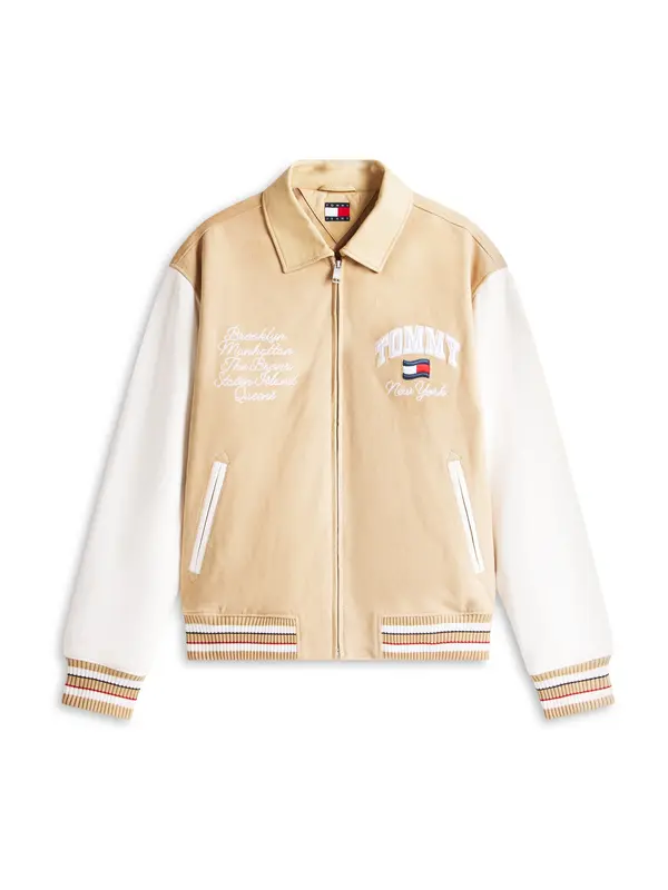 Tommy Jeans Tommy Jeans Prehodna jakna  chamois / temno modra / rdeča / bela