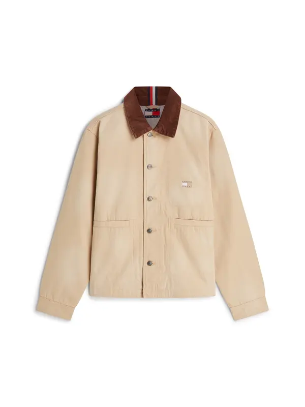 Tommy Jeans Tommy Jeans Prehodna jakna 'Contrast Collar Chore'  kremna / rjava