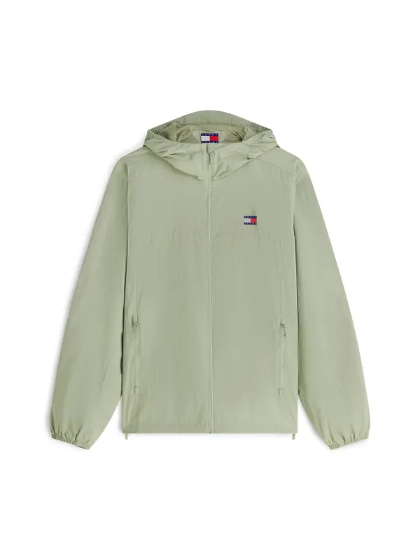 Tommy Jeans Tommy Jeans Prehodna jakna 'Packable Ripstop Relaxed Hooded'  pastelno zelena