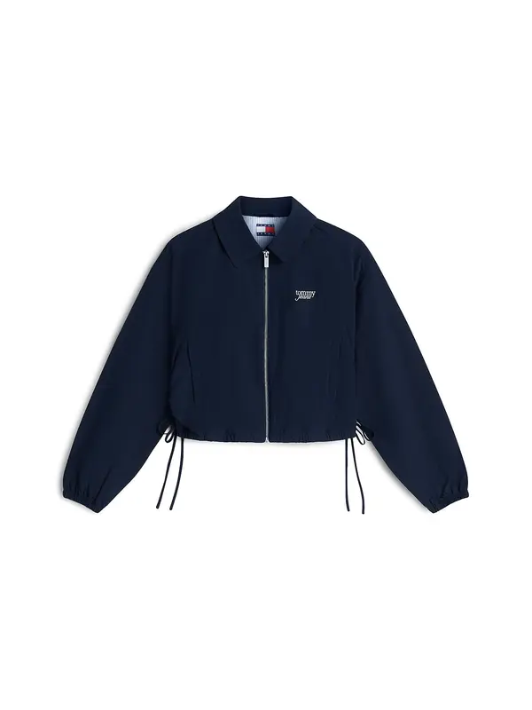 Tommy Jeans Tommy Jeans Prehodna jakna 'Seersucker Drawstring Hem Relaxed Coach'  temno modra