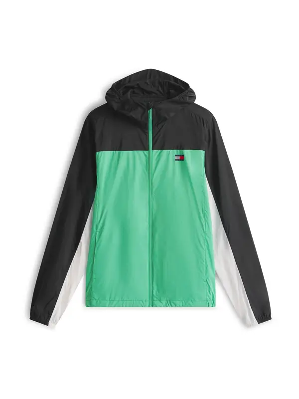 Tommy Jeans Tommy Jeans Prehodna jakna  svetlo zelena / črna / bela