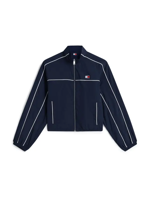 Tommy Jeans Tommy Jeans Prehodna jakna 'Tommy Badge Contrast Piping'  mornarska / češnjevo rdeča / bela