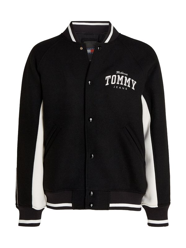 Tommy Jeans Tommy Jeans Prehodna jakna 'Varsity'  črna / bela