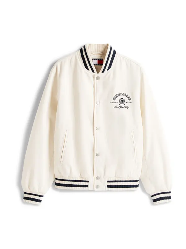 Tommy Jeans Tommy Jeans Prehodna jakna 'VARSITY'  ecru / črna