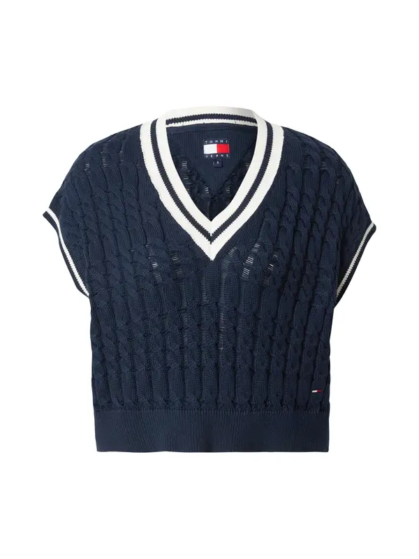 Tommy Jeans Tommy Jeans Pulover 'Cable Oversized Sweater'  mornarska / bela