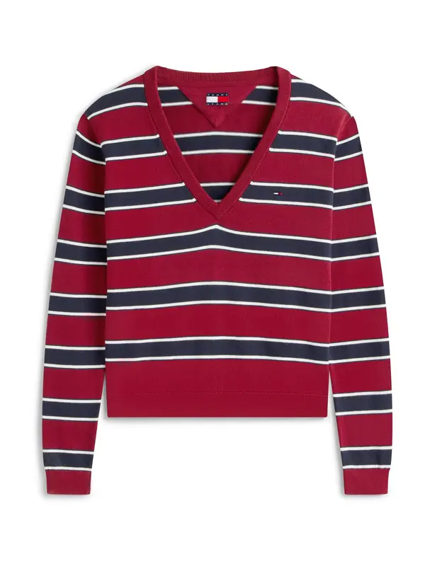 Tommy Jeans Tommy Jeans Pulover 'Essential'  mornarska / temno rdeča / naravno bela