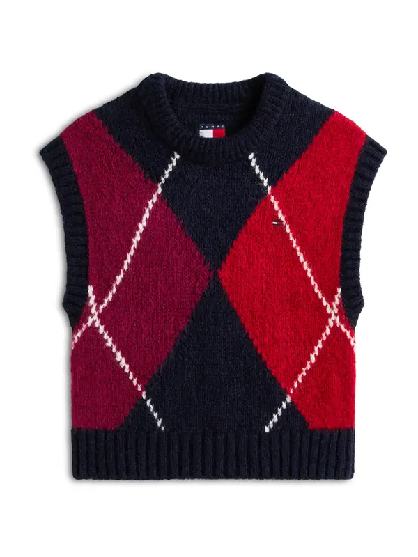 Tommy Jeans Tommy Jeans Pulover  marine / brusnica / živo rdeča / pegasto bela