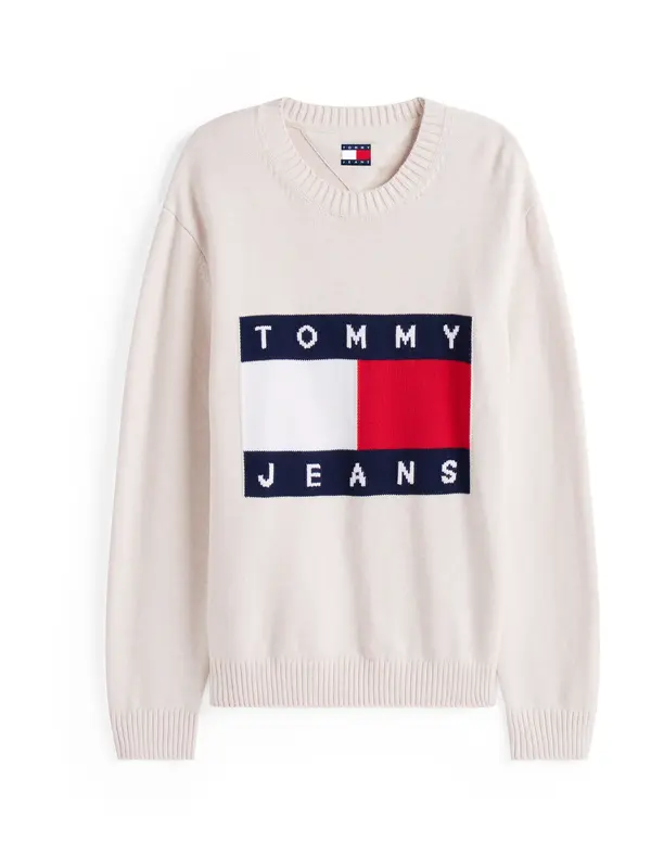 Tommy Jeans Tommy Jeans Pulover  marine / temno rdeča / bela / volneno bela