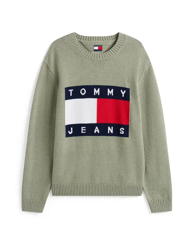 Tommy Jeans Tommy Jeans Pulover  mornarska / pastelno zelena / rdeča / bela