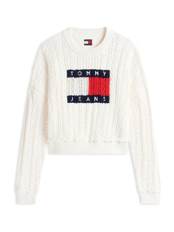 Tommy Jeans Tommy Jeans Pulover  mornarska / rdeča / bela / volneno bela