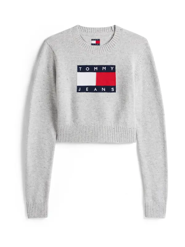 Tommy Jeans Tommy Jeans Pulover  mornarska / svetlo siva / rdeča / bela