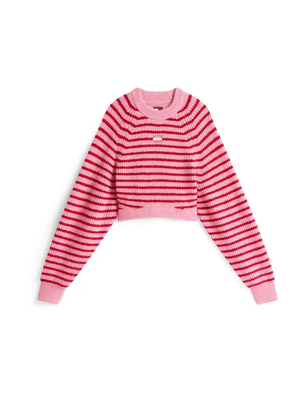 Tommy Jeans Tommy Jeans Pulover  svetlo roza / temno rdeča