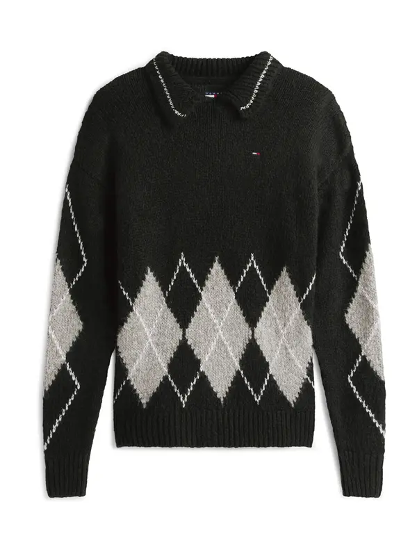 Tommy Jeans Tommy Jeans Pulover  svetlo siva / črna / bela