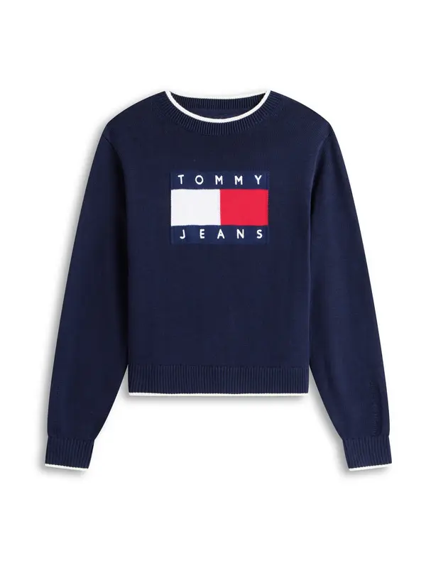 Tommy Jeans Tommy Jeans Pulover  temno modra / živo rdeča / bela