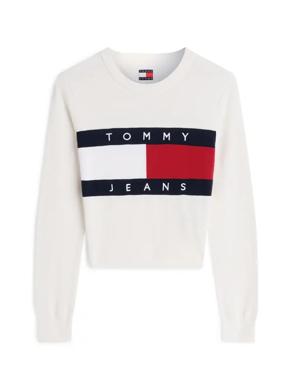 Tommy Jeans Tommy Jeans Pulover 'Tommy Flag'  mornarska / živo rdeča / bela