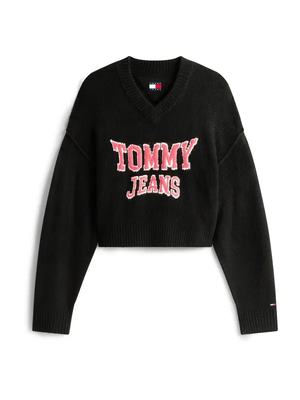 Tommy Jeans Tommy Jeans Pulover 'VARSITY'  svetlo rdeča / črna / bela