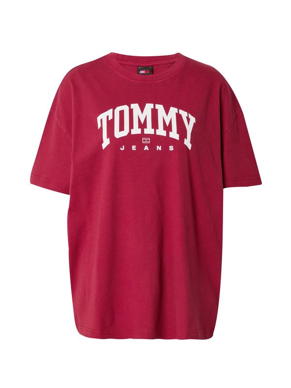 Tommy Jeans Tommy Jeans Široka majica 'VARSITY'  ognjeno rdeča / bela