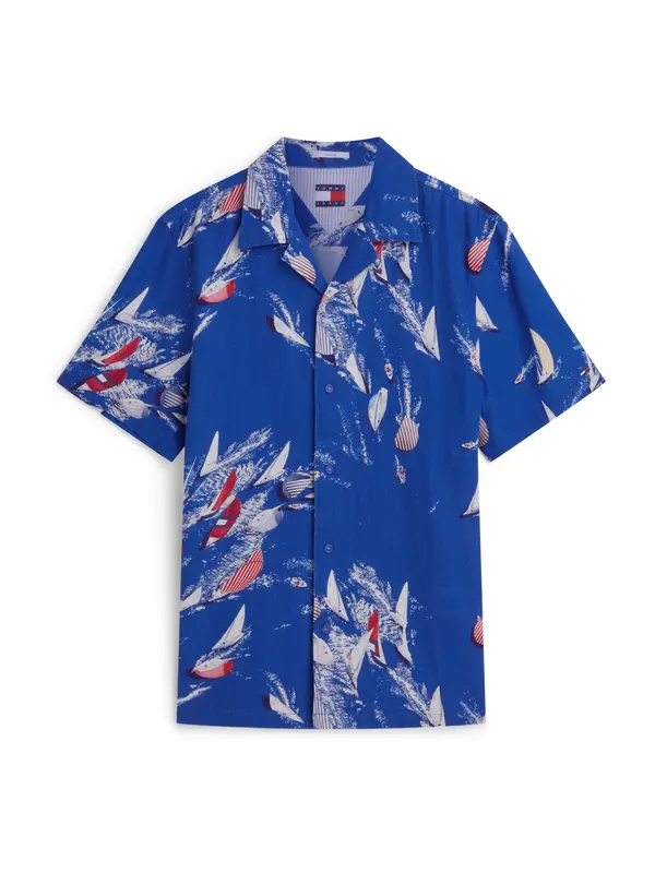 Tommy Jeans Tommy Jeans Srajca 'Regular Blend Short Sleeve'  modra / rdeča / črna / bela