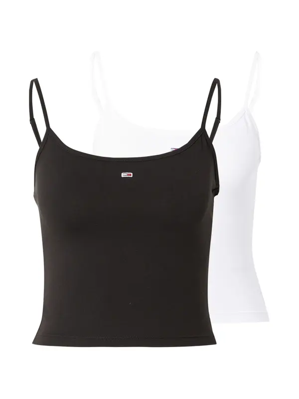 Tommy Jeans Tommy Jeans Top 'ESSENTIAL'  črna / bela