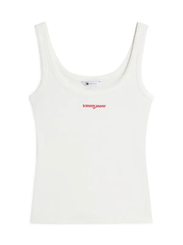 Tommy Jeans Tommy Jeans Top 'Logo Embroidery Slim Tank'  rdeča / bela
