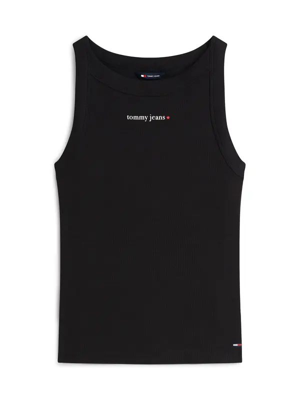 Tommy Jeans Tommy Jeans Top 'Logo Slim Tank'  črna / bela