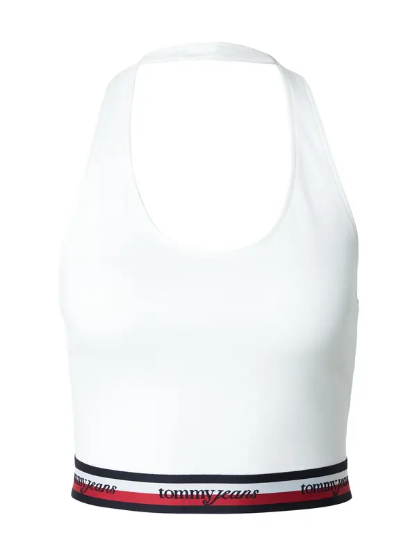 Tommy Jeans Tommy Jeans Top 'Logo Tape Slim Halterneck Crop'  mornarska / rubin rdeča / bela