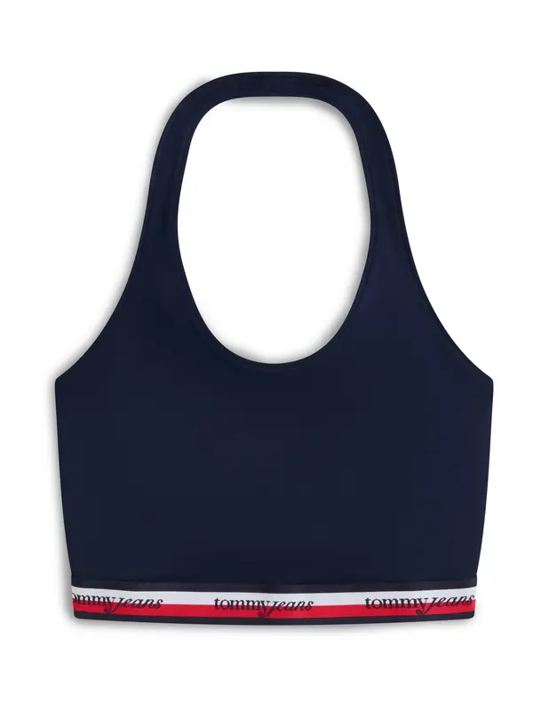 Tommy Jeans Tommy Jeans Top 'Logo Tape Slim Halterneck Crop'  mornarska / živo rdeča / bela