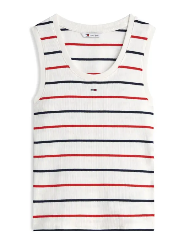 Tommy Jeans Tommy Jeans Top 'Slim Tank'  svetlo bež / nočno modra / krvavo rdeča