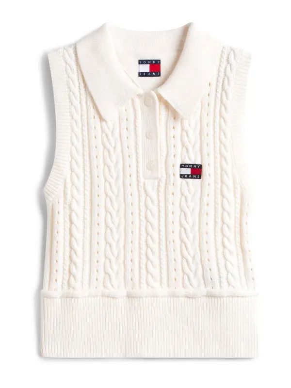 Tommy Jeans Tommy Jeans Top z naramnicami  temno modra / rdeča / bela