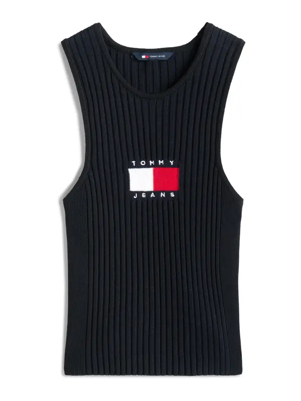 Tommy Jeans Tommy Jeans Top z naramnicami  temno rdeča / črna / bela
