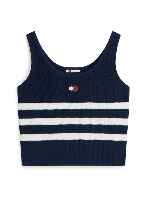 Tommy Jeans Tommy Jeans Top z naramnicami 'Tommy Badge Stripe Tank'  mornarska / bela