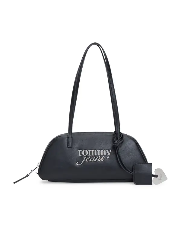 Tommy Jeans Tommy Jeans Torba za čez ramo 'Metal Logo Shoulder'  črna / srebrna