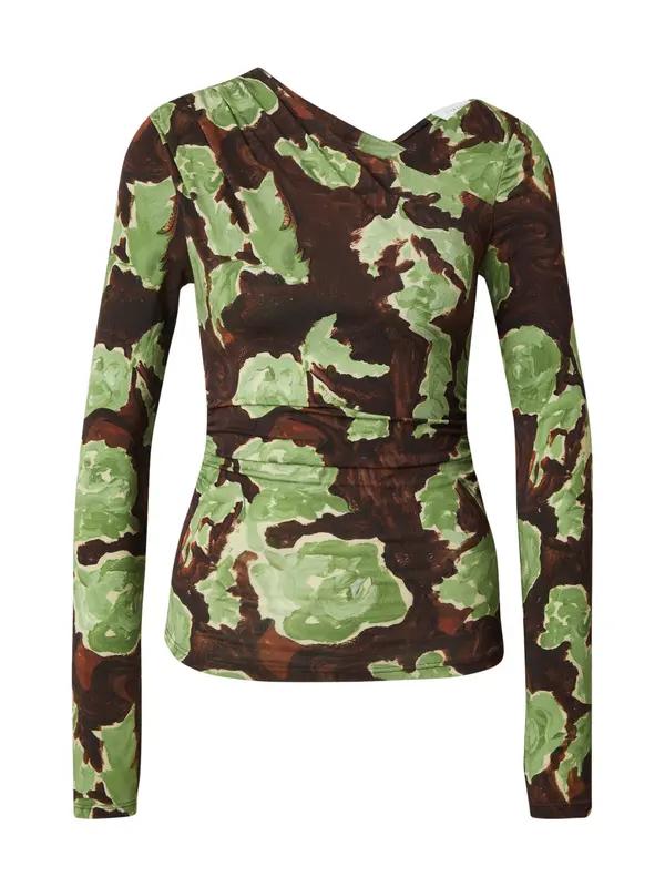 TOPSHOP TOPSHOP Majica 'AUDREY'  rjava / čokolada / kivi / pastelno zelena