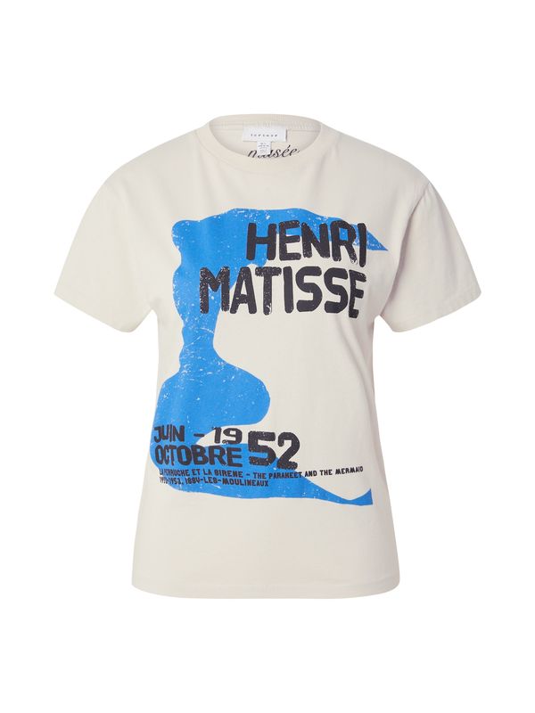 TOPSHOP TOPSHOP Majica 'Henri Matisse'  ecru / modra / črna