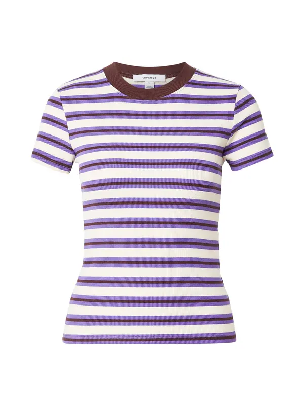 TOPSHOP TOPSHOP Majica 'SALLY'  čokolada / vijolično modra / bela